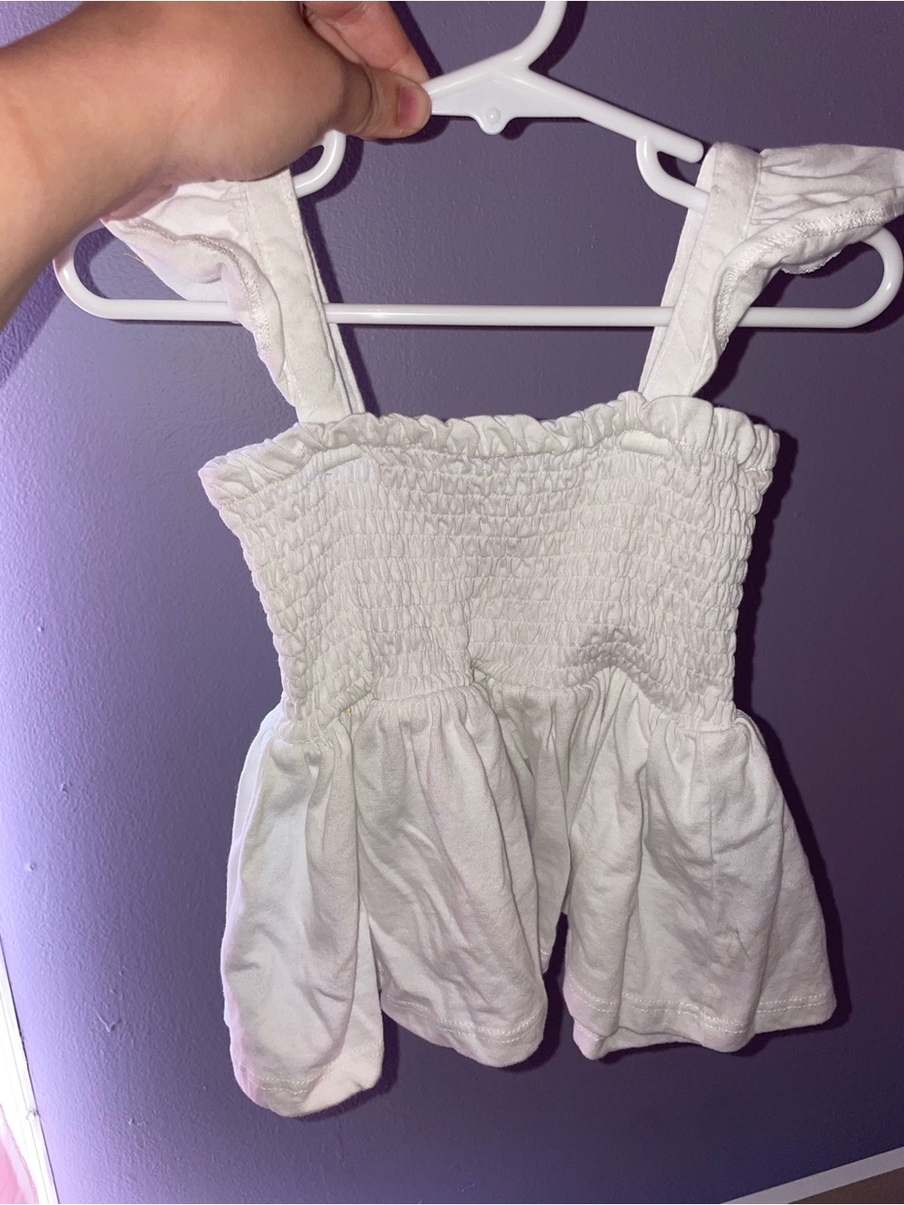 Girls White Smocked Tank Top